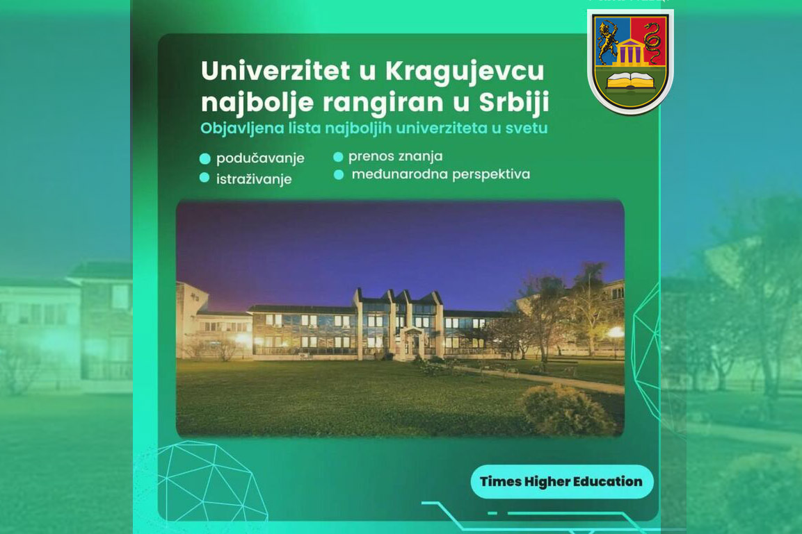Универзитет у Крагујевцу и даље на позицији најбоље рангираног универзитета у Србији!